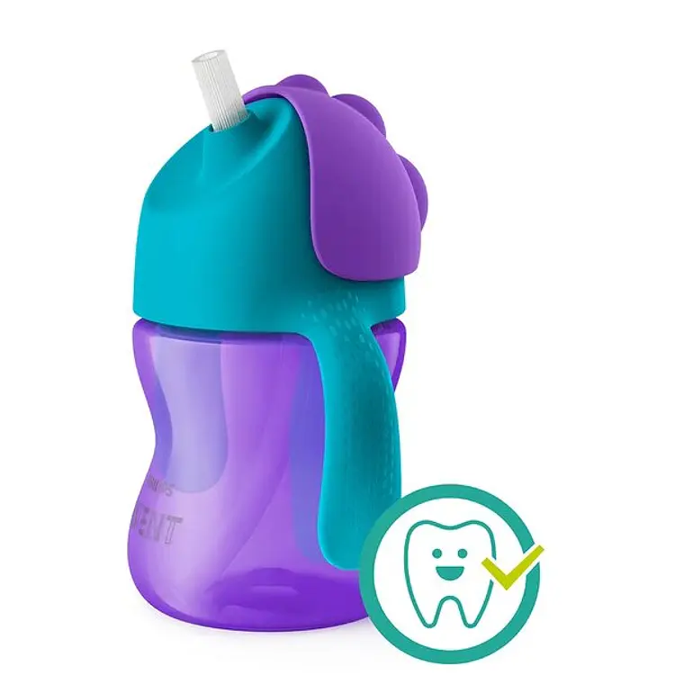 Vaso con Bombilla Flexible de 200 ML Dino Niña Avent 3