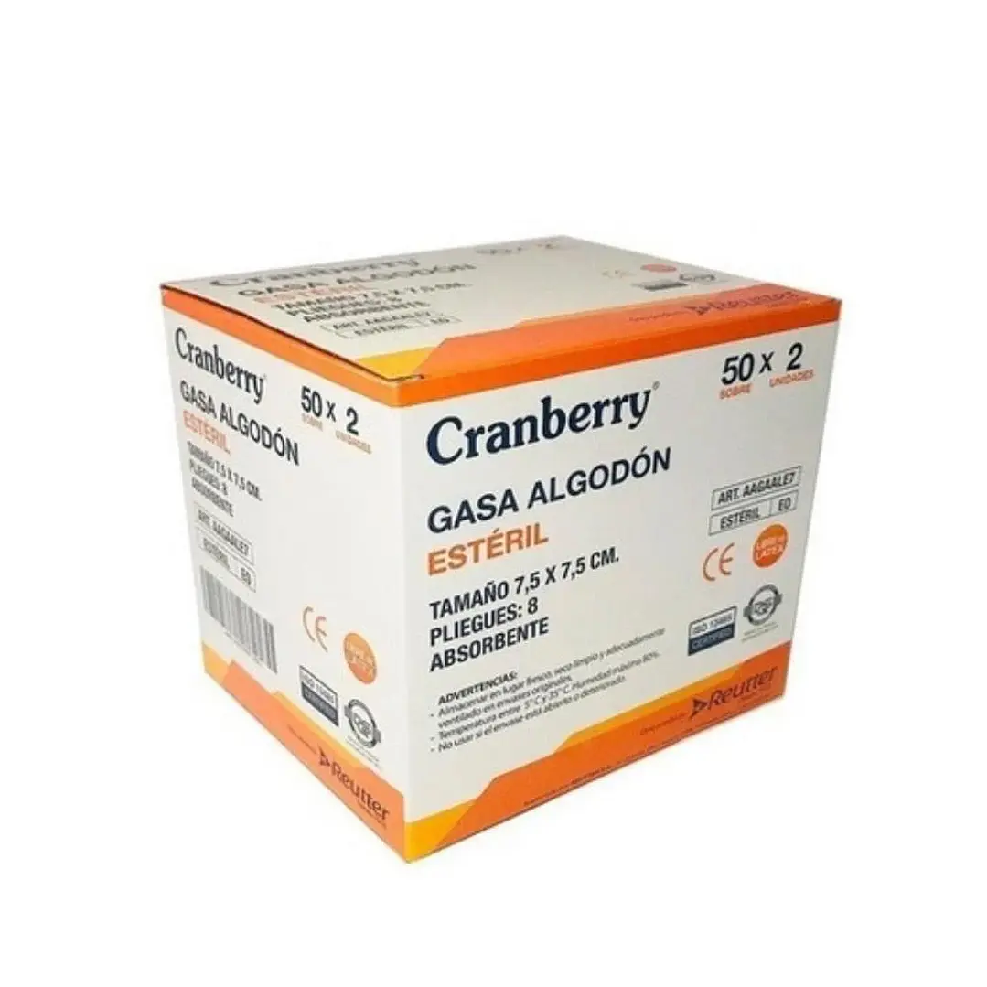 Gasa Algodón Estéril Cranberry 2