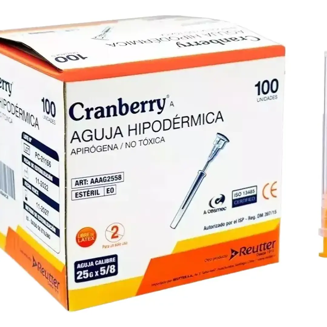 Aguja Hipodermica 25G 5/8 Cranberry  1