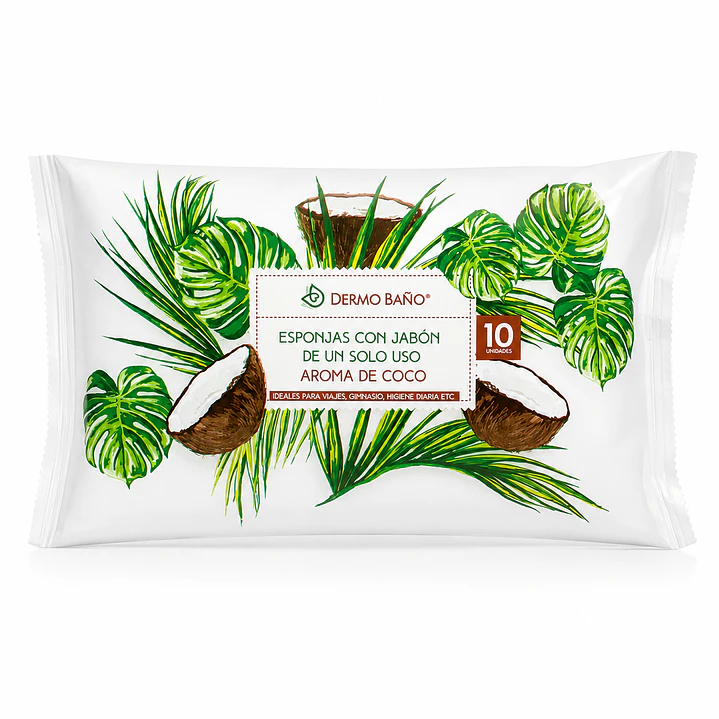Esponja con Jabón Aroma Coco Dermo Baño 10 Unidades | Higiene Corporal 1