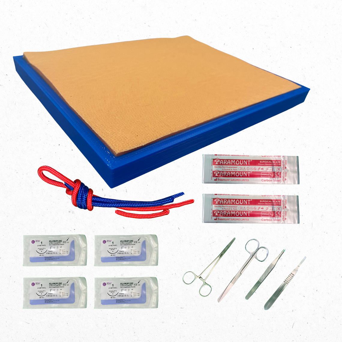 Simulador de suturas 8x10 cm + KIT 4 PIEZAS OPCION 2 1