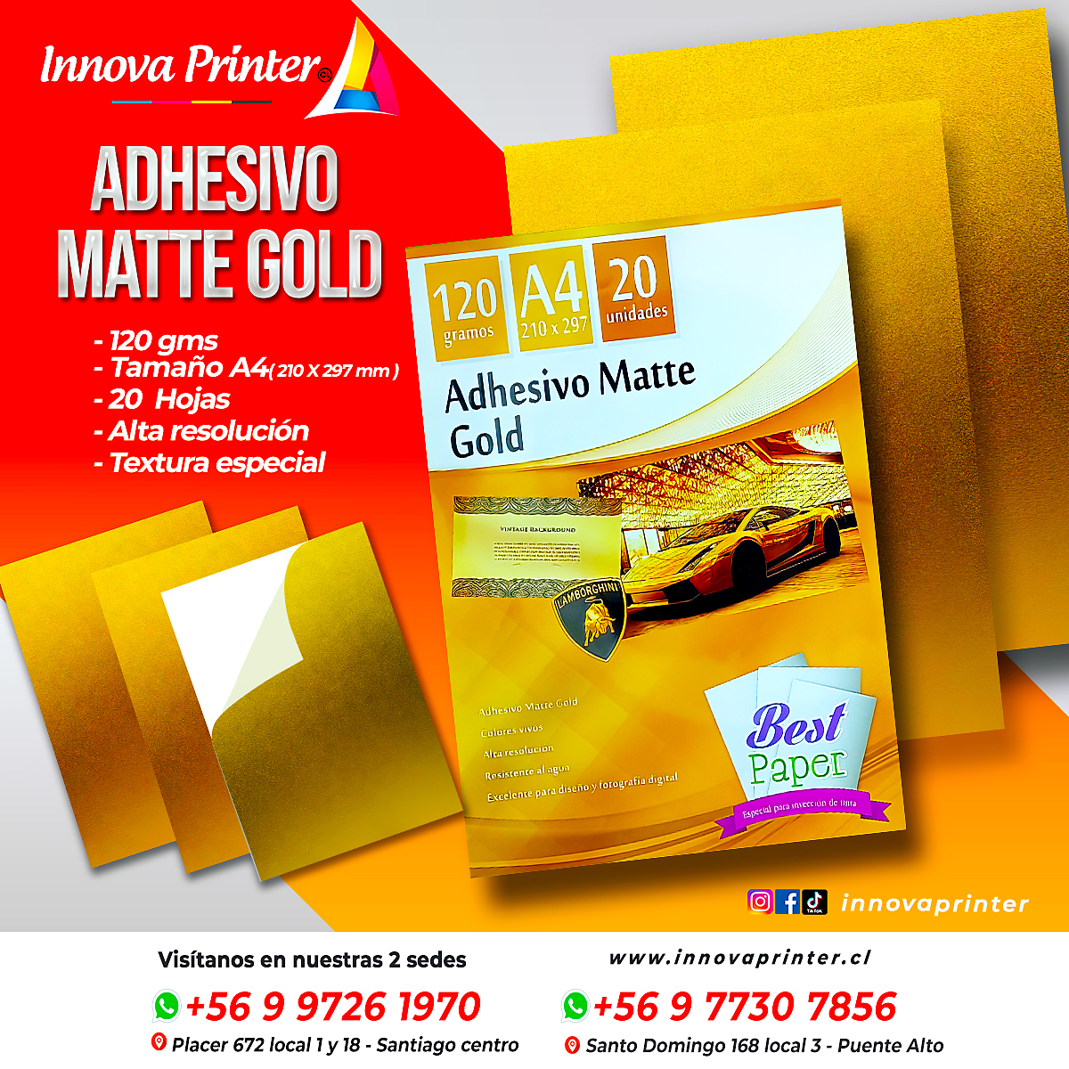Adhesivo Matte Gold 120 gramos A4