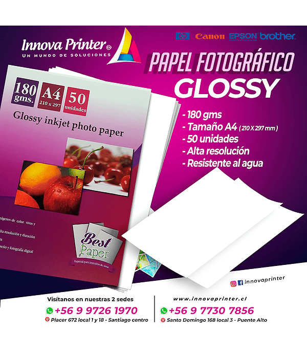 Papel Fotográfico Glossy A4 180g