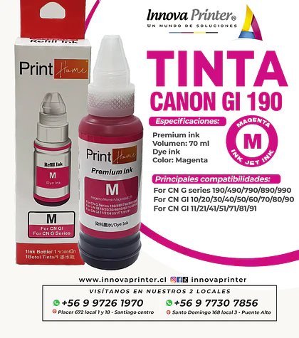Tinta Cannon Gi 190 Magenta