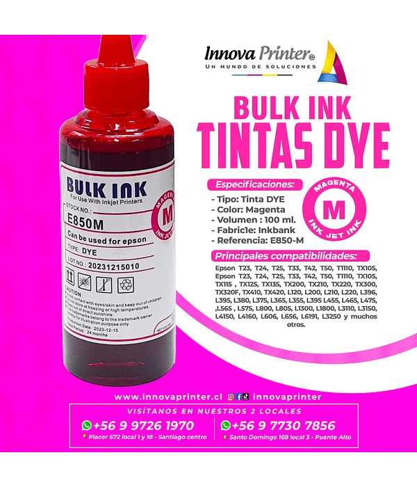 Tintas Bulk Ink Dye Magenta