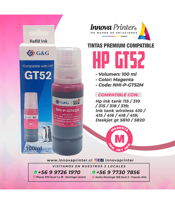 Tintas HP GT 52 Magenta