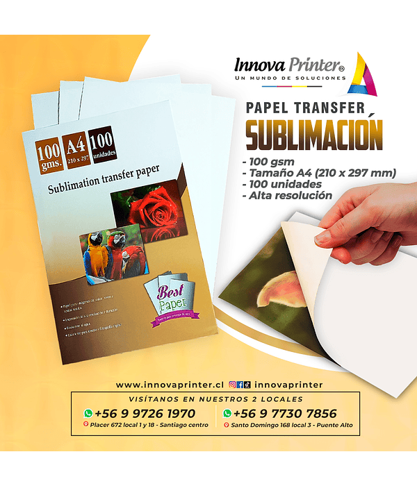 Papel Transfer sublimación 100G