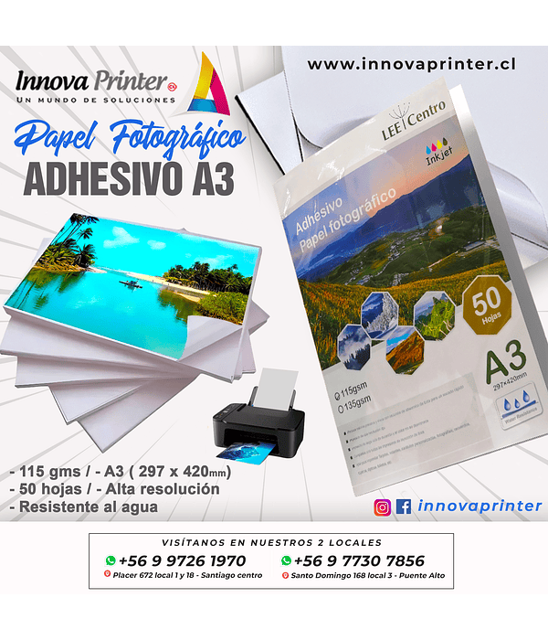 Papel Adhesivo Fotográfico A3  115G