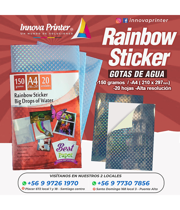 Adhesivo Raimbow Gotas De Agua