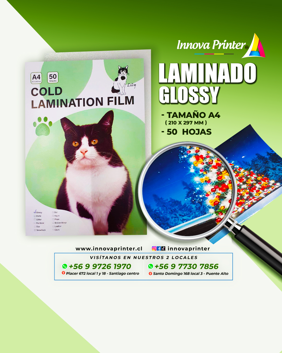 LAMINADO FRIO  BRILLANTE 50 HOJAS