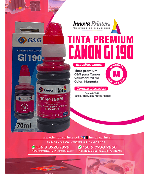 Tinta Premium Canon GI 190 / Magenta