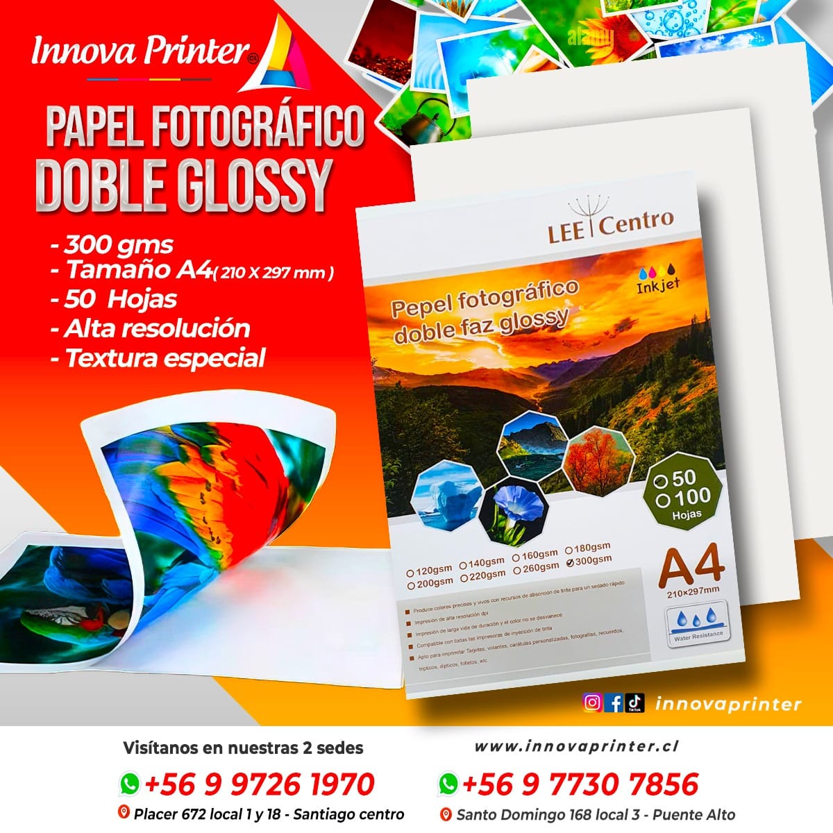 Fotografico glossy 300gr doble faz 50 hojas A4
