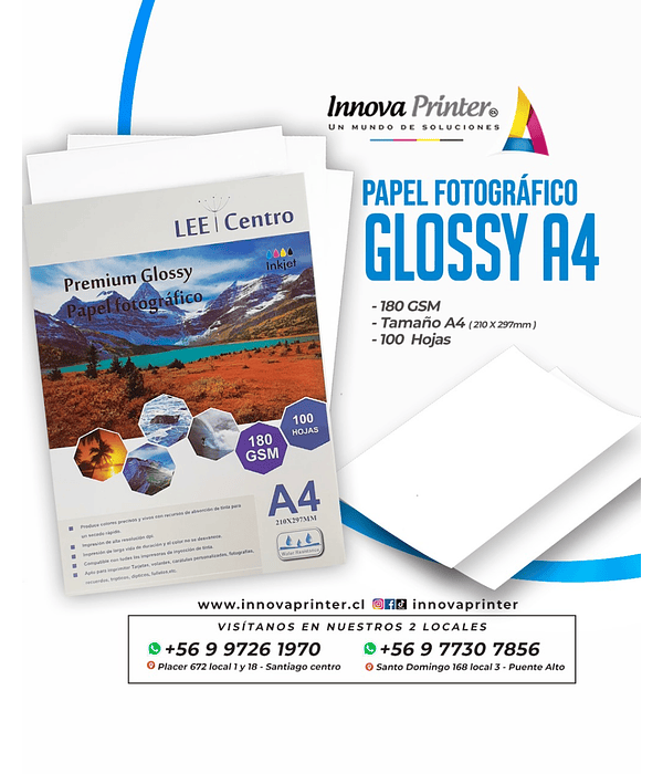 Papel Fotografico Glossy A4 180g