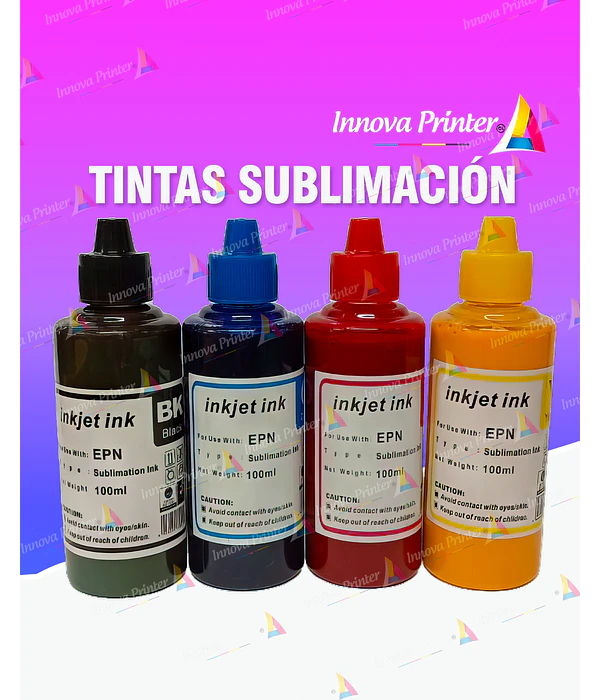 TINTA SUBLIMACION 100ML -PACK 4 COLORES