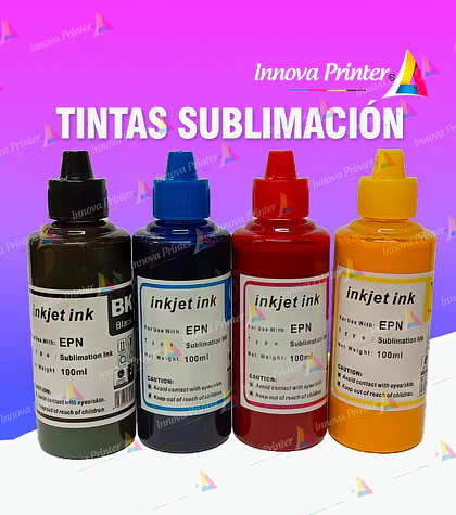 TINTA SUBLIMACION 100ML -PACK 4 COLORES
