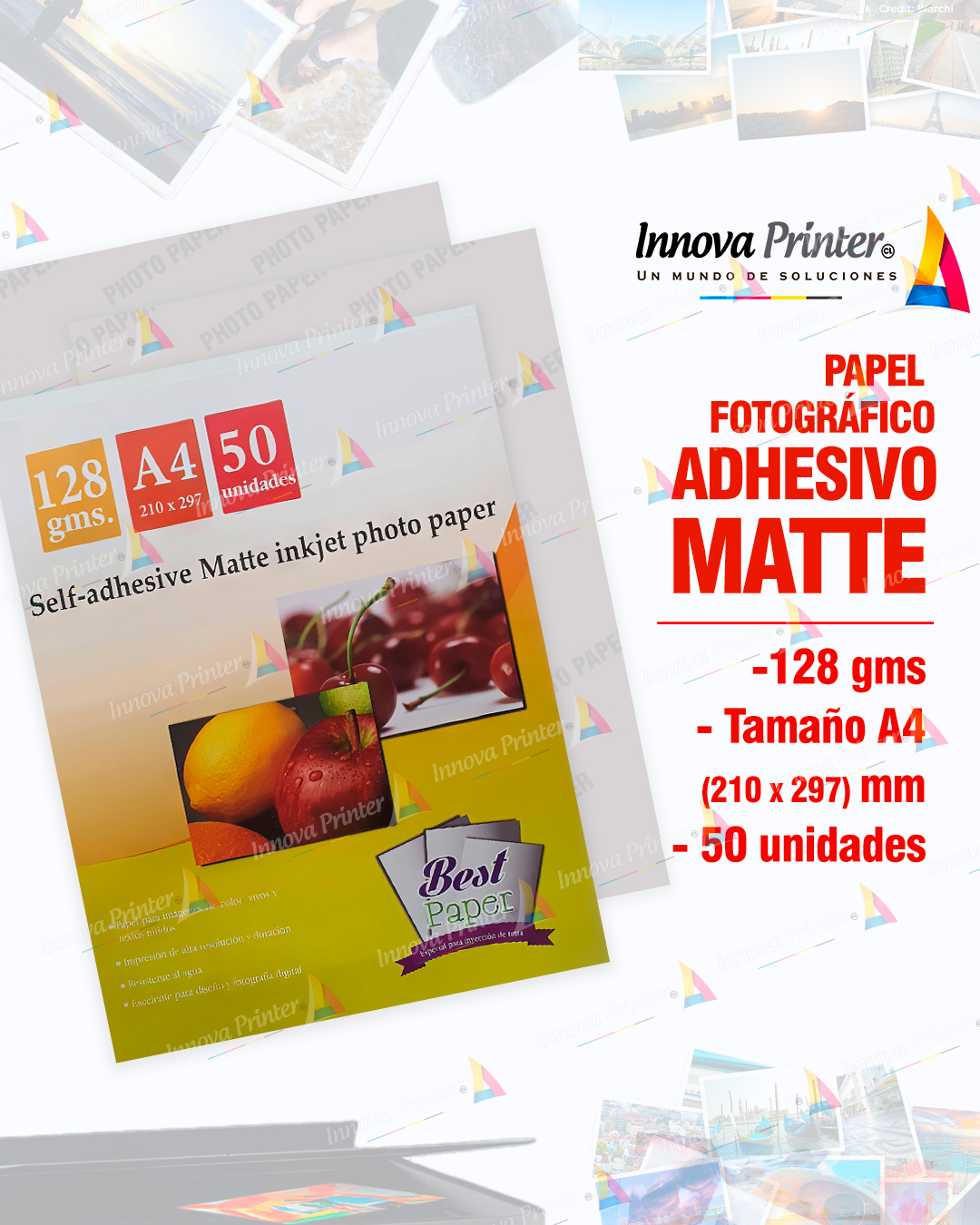 Adhesivo Fotográfico Matte 128 gramos A4