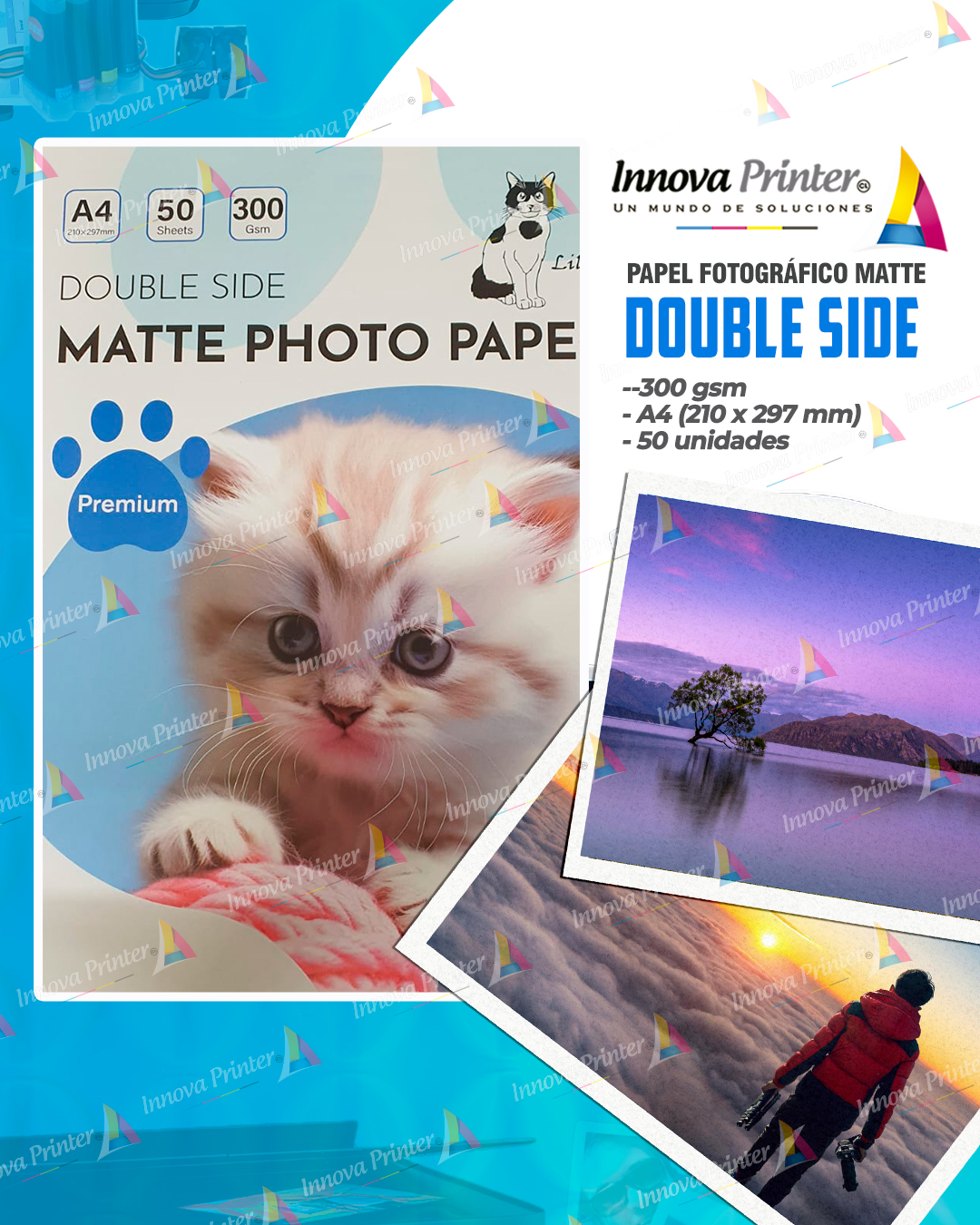 Papel Fotográfico Doble faz Mate A4 300g 50 hojas (Opalina Fotográfica)
