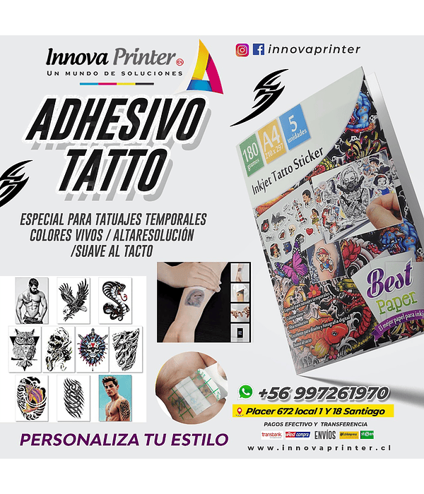 ADHESIVO TATTO A4/480G/5 HOJAS