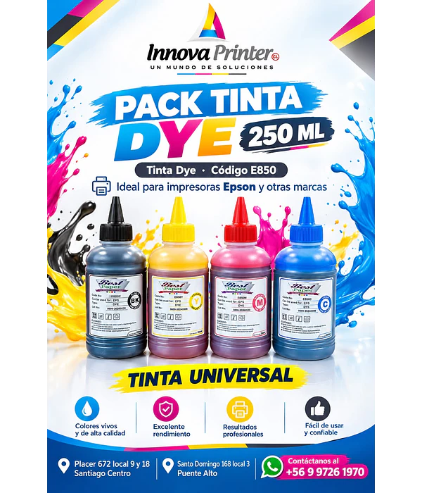 TINTA DYE E-850 EPSON/UNIVERSAL PACK