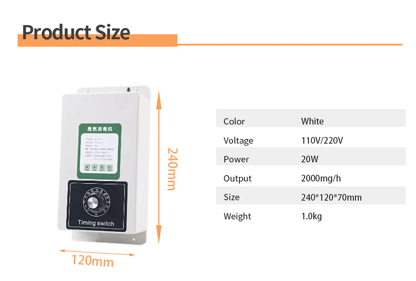 Generador De Ozono 2000 Mg/h Hogar Esterilizador Aire Y Agua 2