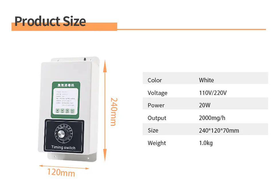 Generador De Ozono 2000 Mg/h Hogar Esterilizador Aire Y Agua 2