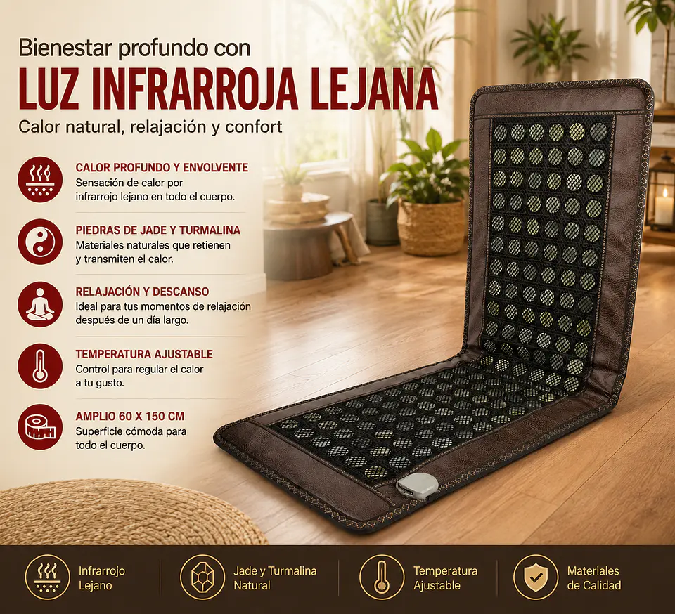 Tapete Infrarrojo de Jade y Turmalina Natural | Terapia de Calor Lejano Spa 60x150 cm 1