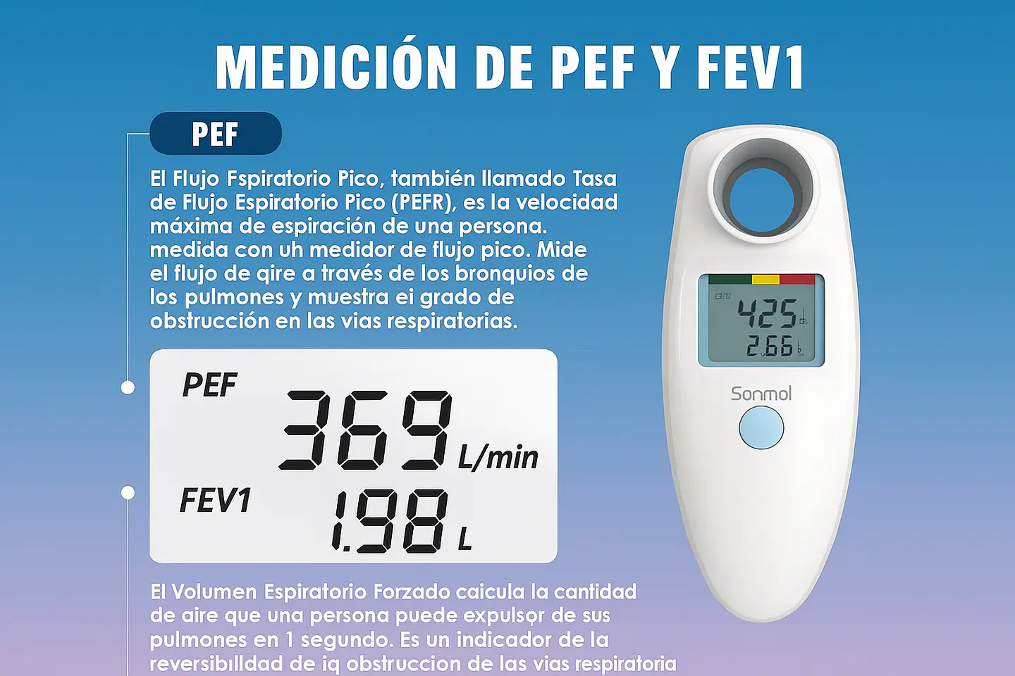 Espirómetro Digital Portátil | Medidor de Flujo Respiratorio PEF y FEV1 4