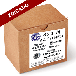 Tornillo Con Arandela 8 x 1 1/4 ZINC Caja 900 Piezas