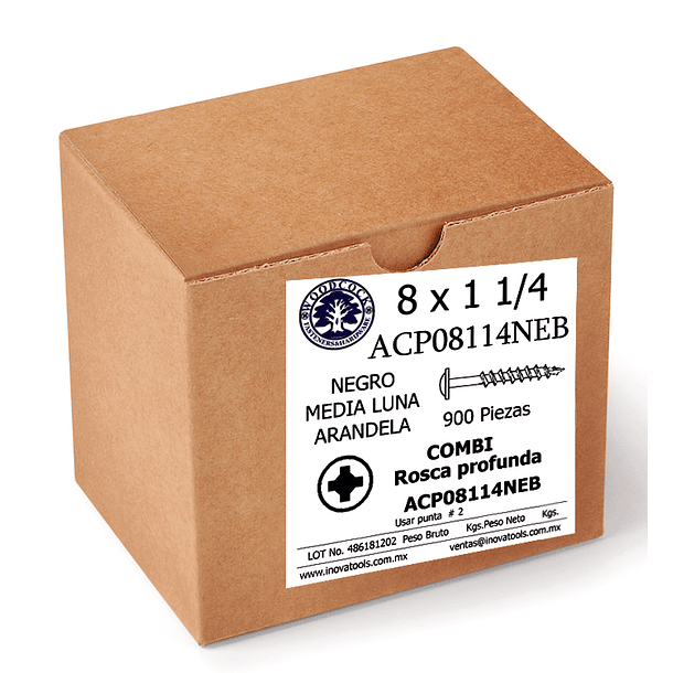 Tornillo Con Arandela 8 x 1 1/4  Negro Caja Con 900 Piezas 1