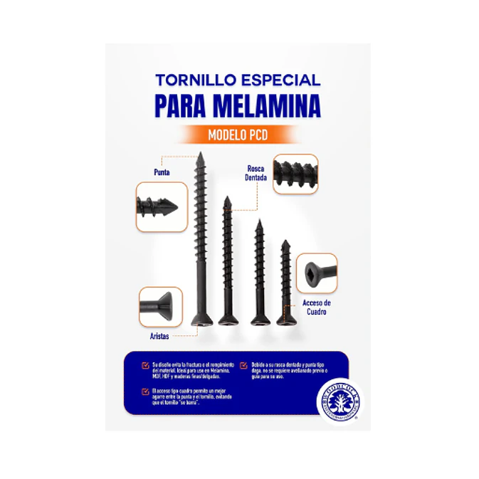 Tornillo Cabeza Plana Cuadro Rosca Sierra Punta Daga 5 x 1 1/2