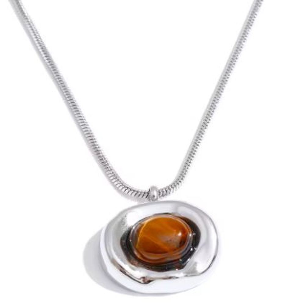 COLLAR OJO DE TIGRE PLATA