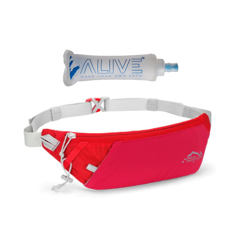 Cinturon de Hidratacion INOXTO Glance. Rojo + Soft Flask ALIVE 250ml