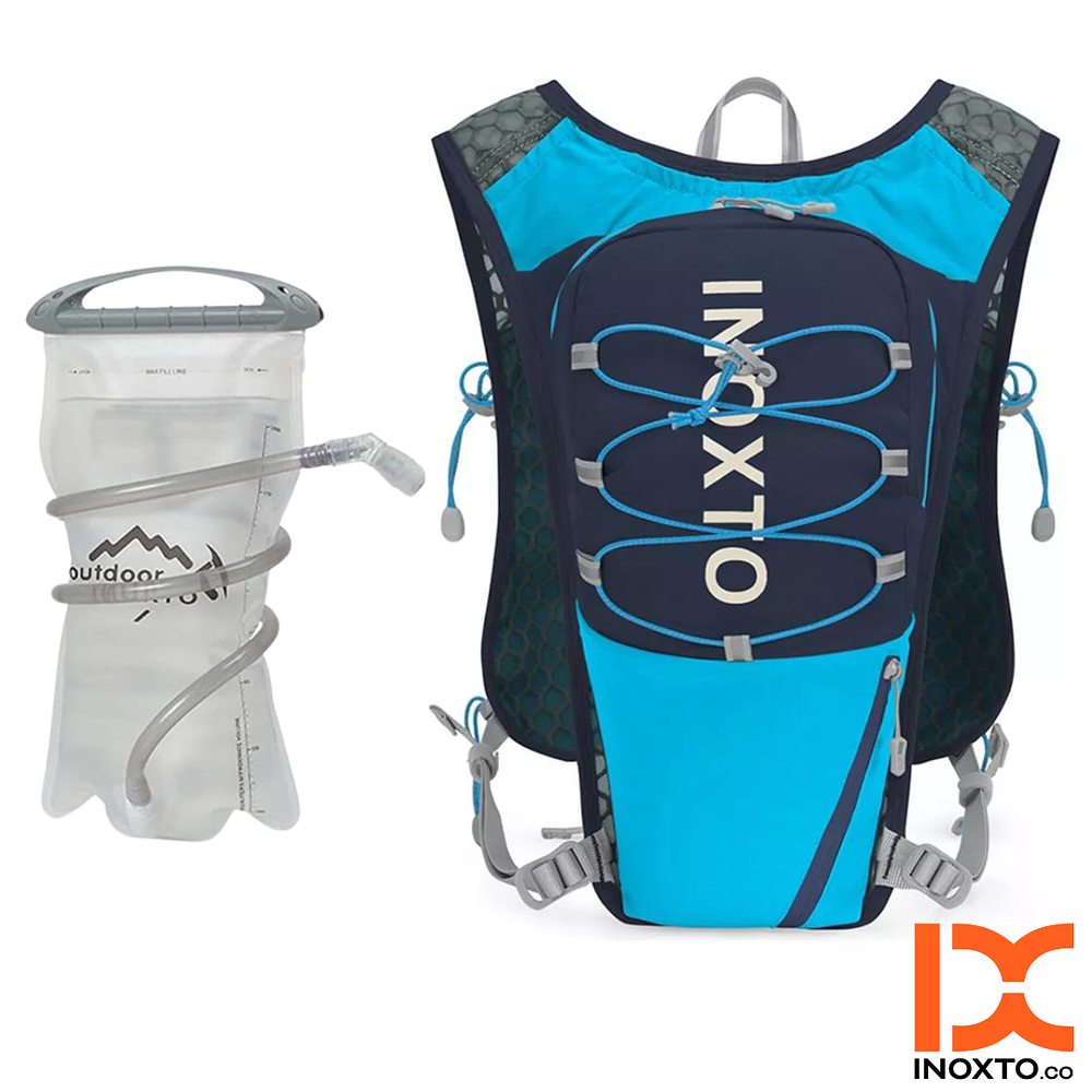 Chaleco de Hidratacion INOXTO Climber 5L. Azul + Vejiga de Hidratacion 1.5L.