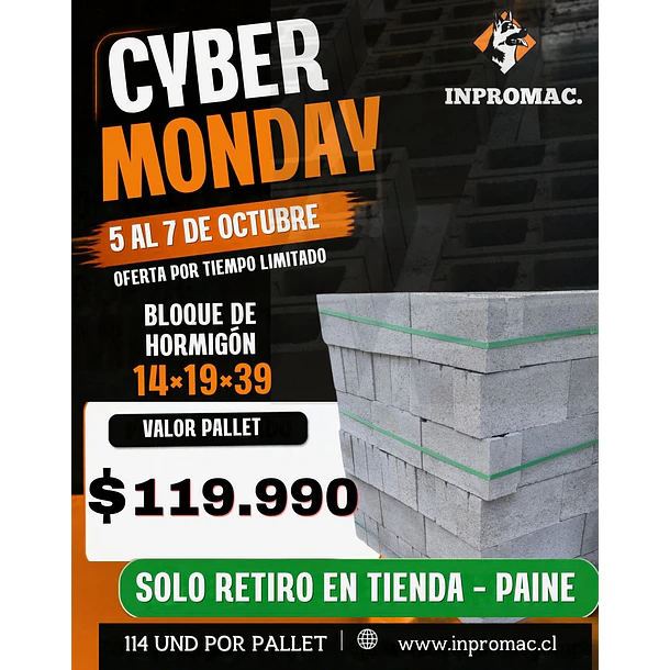 Pack pallet bloques de hormigon 14x19x39 cyber monday