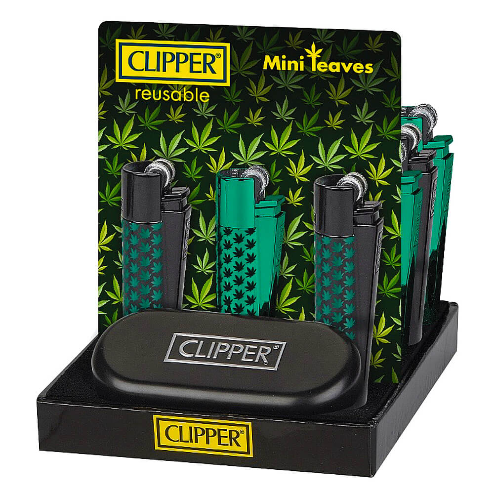 Isqueiro Clipper mini Metal Leaves + Giftbox - Verde