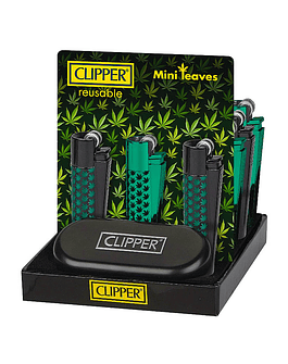 Isqueiro Clipper mini Metal Leaves + Giftbox - Preto