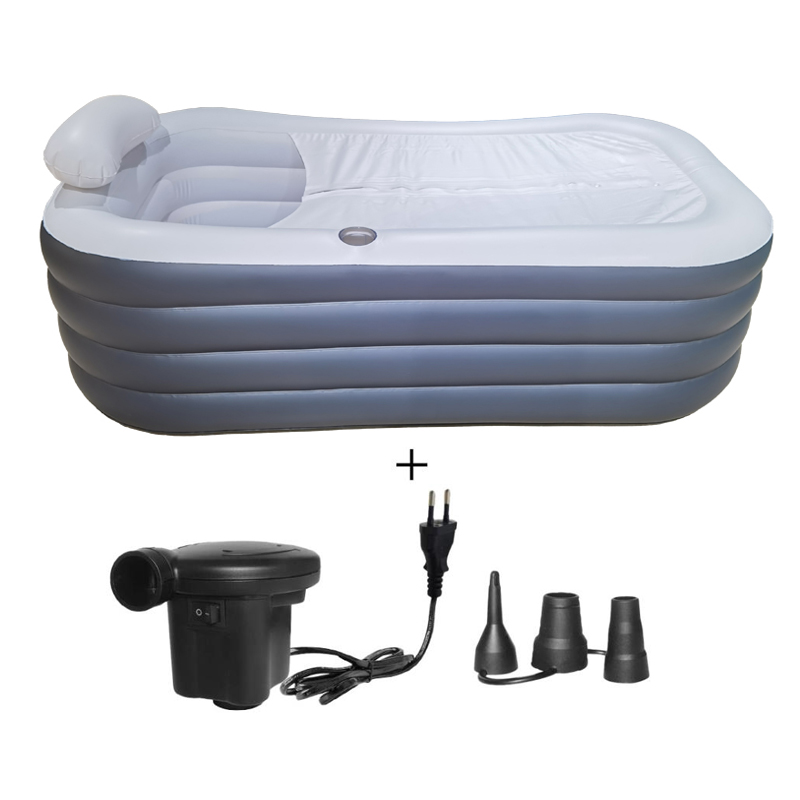 Bañera inflable para adultos, bañera portátil plegable de 65 x 34 x 28  pulgadas, bañera inflable con respaldo para spa en casa o baño de hielo  (gris