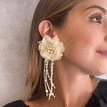 Aretes Rosas Tela (Blanco)