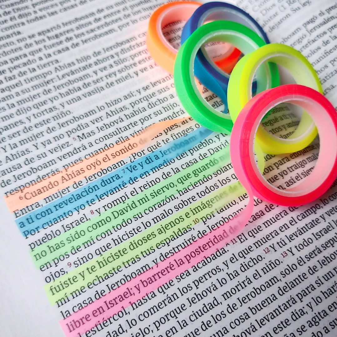 Set de 5 Destacadores en Rollo – Colores Neón 1