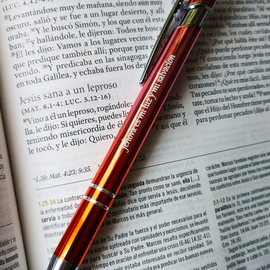Lapicera Retráctil Metálica “Jehová es mi luz y mi salvación” 4