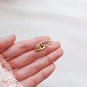 Pins pez cristiano Ichtys dorado acero