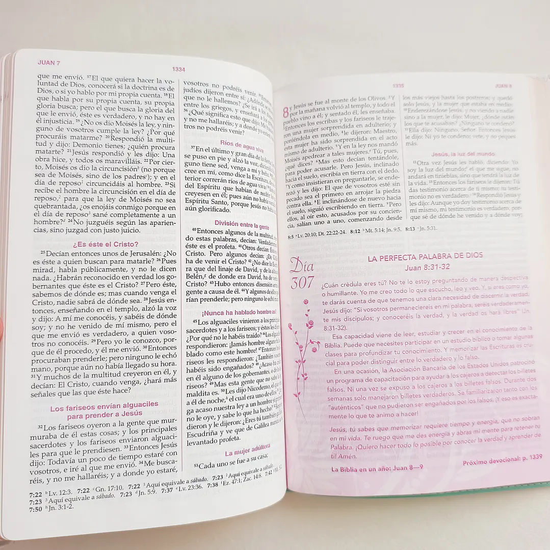 Biblia de la Mujer Conforme al Corazón de Dios – Reina Valera 1960, Tapa Imitación Piel blanca floral 5