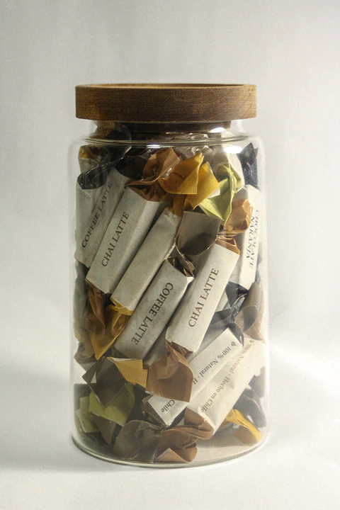 Frasco Vidrio tapa madera Caluga Colleccion Mix 300 Gramos