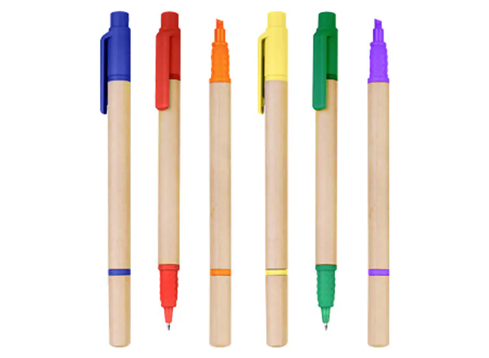 Bolígrafo Ecológico con Destacador 100 unidades con logo full color 1