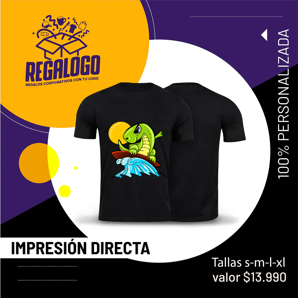 Polera NEGRA con impresión directa  1