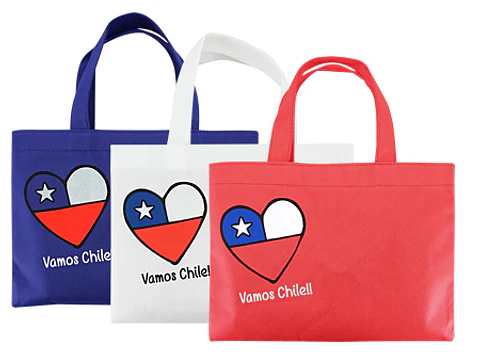 Bolsa TNT Vamos Chile 29 x 21.5 cm aprox.