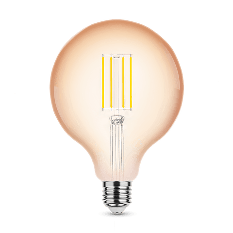 LÂMPADA LED FILAMENTO DIMÁVEL GLOBO ÂMBAR G125 4W E27 320º 1800K (300 LÚMENS)  2