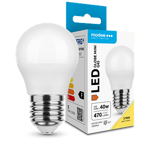 LÂMPADA LED GLOBO MINI G45 4.9W E27 180º 2700K (470 LÚMENS)