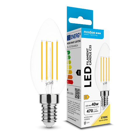 LÂMPADA LED VELA FILAMENTO C35 4W E14 360º 2700K (470 LÚMENS)  1