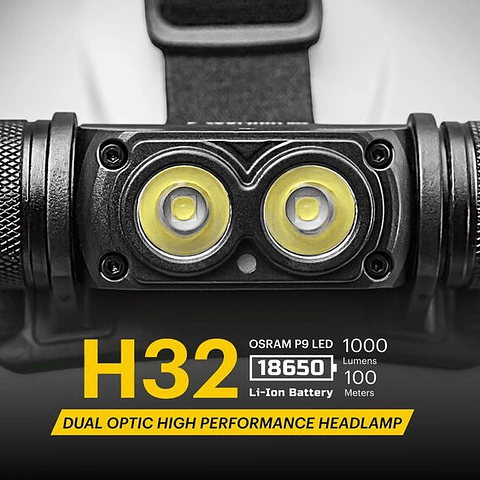LANTERNA DE CABEÇA H32 (+1x18650) OSRAM P9 + USB-C (1000 lúmens) 4